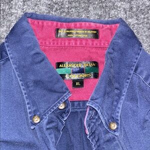Alexander Julian Navy Button-Down Shirt with Pink Lining